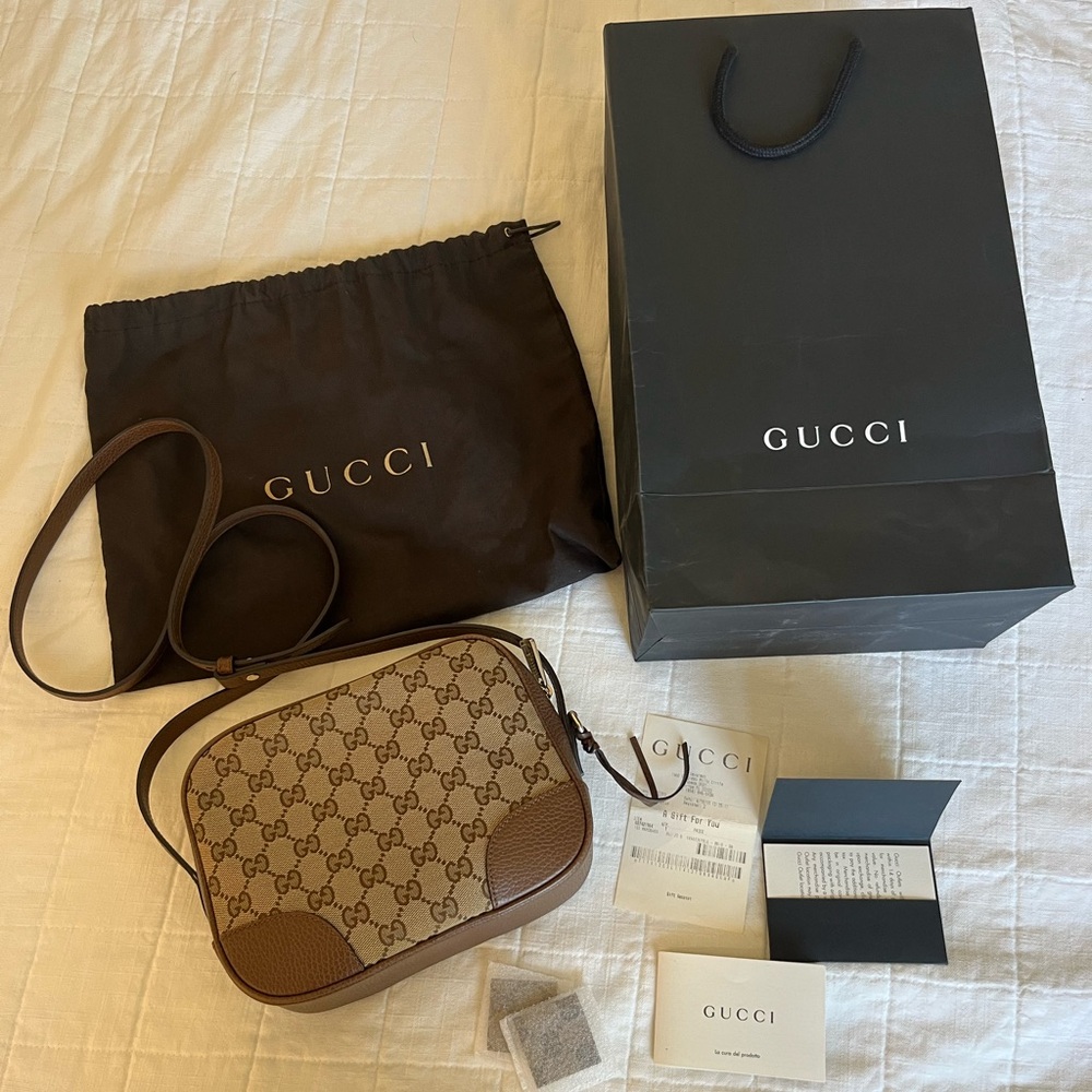 Gucci BROWN ORIGINAL GG CANVAS BREE CROSSBODY